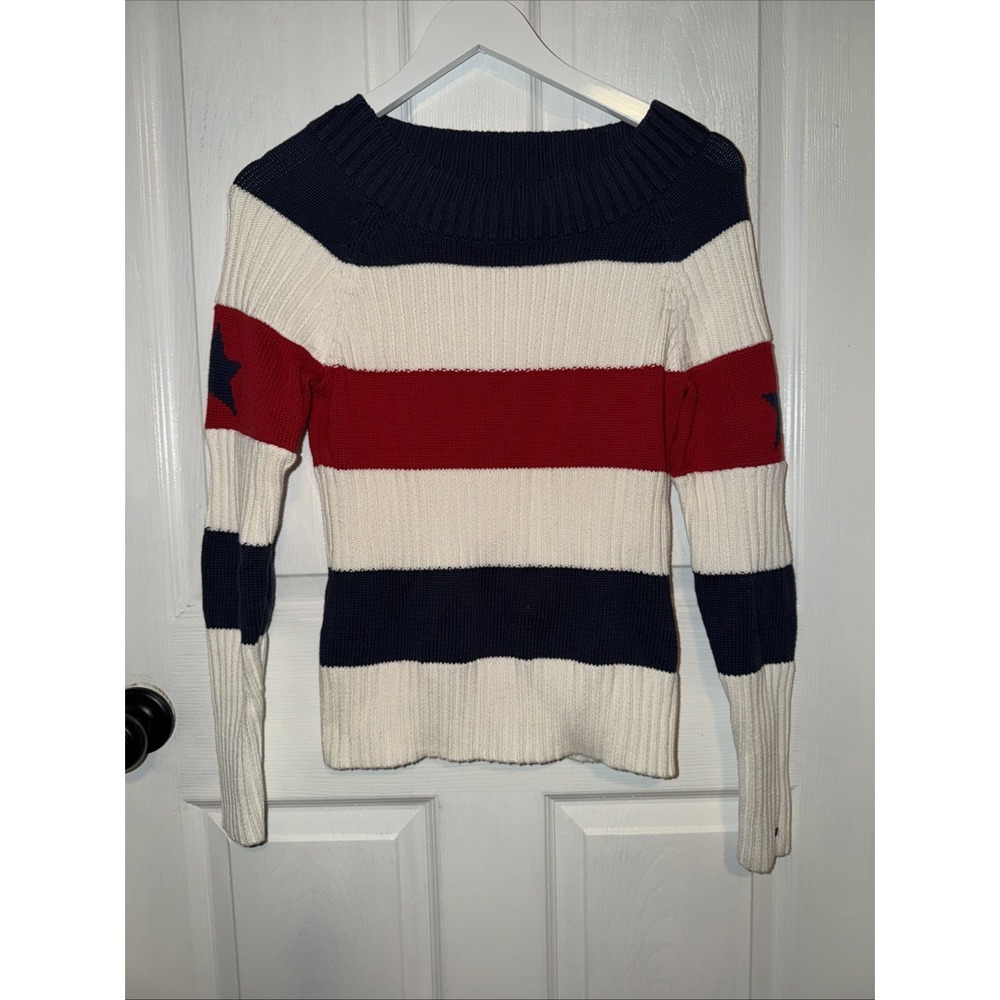 Tommy Hilfiger Early 00's Y2K Ribbed‎ Star Sweater Stripe Long Sleeve M